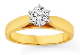 18ct+Gold+Two+Tone+Diamond+Solitaire+Ring