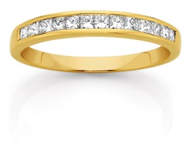 18ct+Gold+Diamond+Princess+Cut+Band