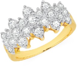 9ct+Gold+Diamond+Fancy+Cluster+Dress+Ring