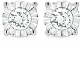 9ct+Gold+Diamond+Round+Brilliant+Cut+Miracle+Plate+Stud+Earrings