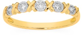 9ct+Gold+Diamond+Hugs+%26amp%3B+Kisses+Band