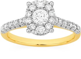 18ct+Gold+Diamond+Oval+Cluster+Ring