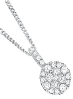 9ct+White+Gold+Diamond+Round+Cluster+Pendant