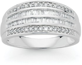 9ct-White-Gold-Diamond-Four-Row-Dress-Ring on sale