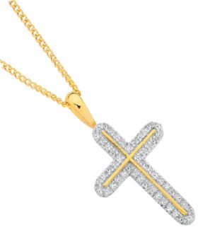 9ct-Gold-Diamond-Cross-Pendant on sale