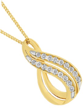 9ct+Gold+Diamond+Double+Loop+Slider+Pendant