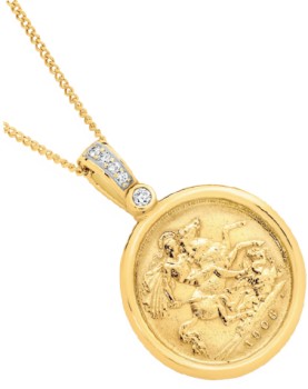 9ct-Gold-22ct-Gold-Diamond-Half-Sovereign-Enhancer-Pendant-Set on sale