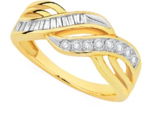 9ct+Gold+Diamond+Swirl+Ring