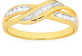 9ct+Gold+Diamond+Crossover+Ring