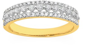 9ct-Gold-Diamond-Three-Row-Band on sale