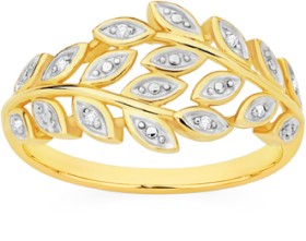 9ct-Gold-Diamond-Leafy-Wrap-Ring on sale