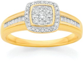 9ct-Gold-Diamond-Cushion-Shoulder-Set-Ring on sale