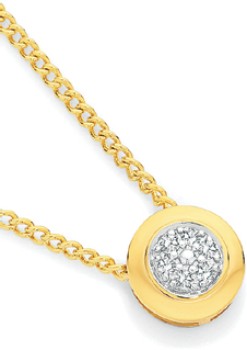 9ct+Gold+Diamond+Bezel+Set+Cluster+Slider+Pendant