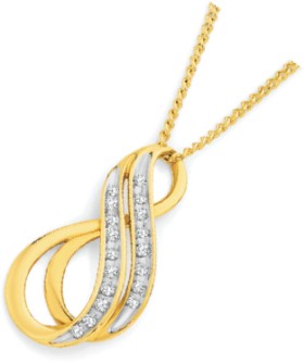 9ct-Gold-Diamond-Double-Swirl-Pendant on sale