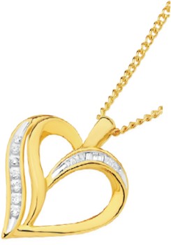 9ct+Gold+Diamond+Heart+Pendant