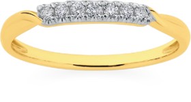 9ct+Gold+Diamond+Claw+Band