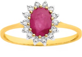 9ct+Gold+Natural+Ruby+%26amp%3B+Diamond+Ring