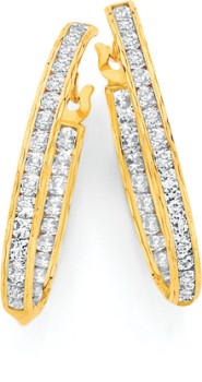 9ct-Gold-Cubic-Zirconia-Channel-Set-Front-Inside-Set-Hoop-Earrings on sale