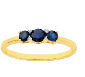 9ct+Gold+Natural+Sapphire+%26amp%3B+Diamond+Ring