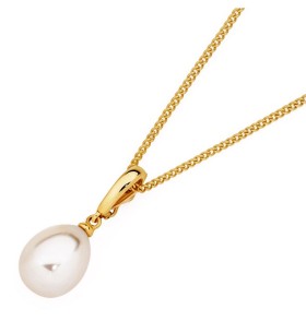 9ct+Gold+Cultured+Freshwater+Pearl+Teardrop+Pendant