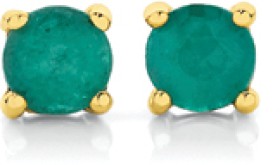 9ct+Gold+Natural+Emerald+Stud+Earrings