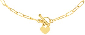 9ct-Gold-45cm-Paperclip-Fob-with-Heart-Charm-Necklet on sale