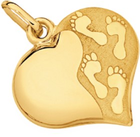 9ct-Gold-Puff-Heart-Footprints-Charm on sale