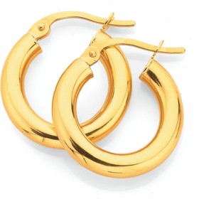 9ct-Gold-3x10mm-Polished-Hoop-Earrings on sale