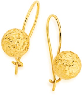 9ct-Gold-8mm-Diamond-cut-Euroball-Earrings on sale