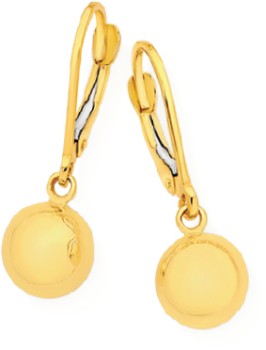 9ct+Gold+8mm+Euroball+Earrings