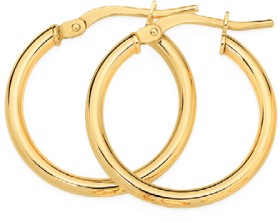 9ct+Gold+15mm+Hoop+Earrings