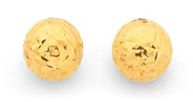 9ct+Gold+5mm+Diamond-cut+Ball+Stud+Earrings