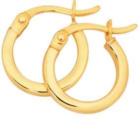 9ct+Gold+2x10mm+Squared+Tube+Hoop+Earrings