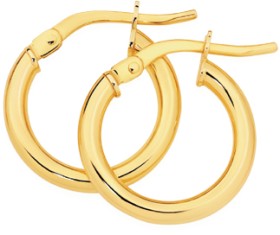 9ct+Gold+10mm+Hoop+Earrings