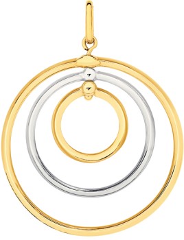 9ct+Gold+Two+Tone+Triple+Circle+Pendant