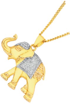 9ct+Gold+Two+Tone+Elephant+Pendant