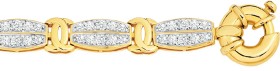 9ct+Gold+19cm+Cubic+Zirconia+Tonneau+Bolt+Ring+Bracelet