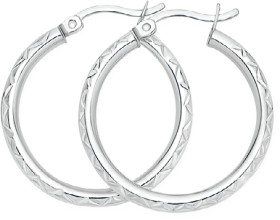 Sterling+Silver+20mm+Diamond+Cut+Hoop+Earrings