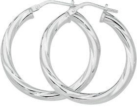 Sterling+Silver+3x20mm+Twist+Tube+Hoops