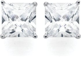 Sterling+Silver+8mm+Cubic+Zirconia+Square+Studs