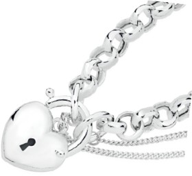 Sterling+Silver+Small+Belcher+Puff+Padlock+Bracelet