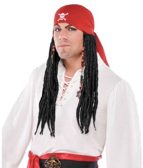 Amscan+Pirate+Bandana+With+Dreads+Wig+Black