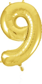 Decrotex+Number+9+Foil+Balloon+Gold+86cm