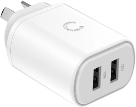 Cygnett-PowerPlus-12W-Dual-USB-A-Wall-Charger on sale