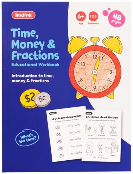 Kadink-Workbooks-48-Pages-Time-Money-Fractions on sale