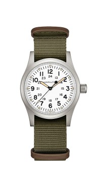 Hamilton+Khaki+Field+Mechanical+Watch+White%2FGreen