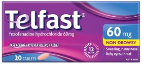 Telfast-Allergy-Hayfever-Relief-60mg-20-Tablets on sale