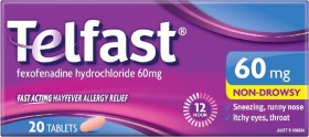 Telfast-Allergy-Hayfever-Relief-60mg-20-Tablets on sale