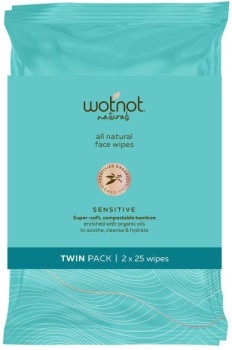 Wotnot+Natural+Sensitive+Skin+Face+Wipes+2+x+25+Pack