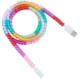 NEW+USB-A+to+USB-C+Beaded+Cable+-+Rainbow